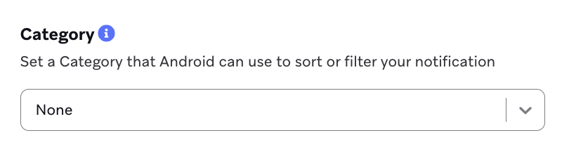 Settings tab with the Category set to None, which is the default setting.